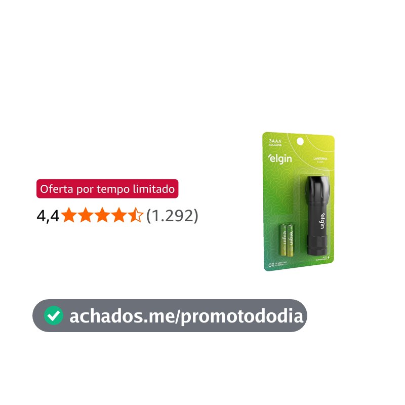Lanterna de Bolso 9 leds Elgin 3 Pilhas Alcalinas AAA Comum Inclusas Preta