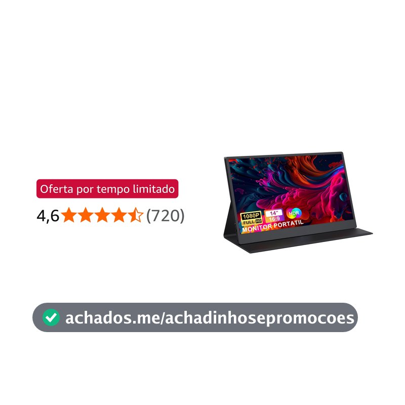 Bettdow Monitor Portatil 14'', FHD 1080P Monitor Portátil Conectado Com USB C Dupla/HDMI, IPS Extensor De Tela para Notebook com VESA e Funda Inteligente magnético, Plug and Play