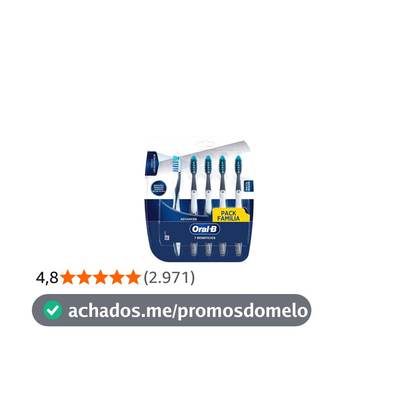 Oral-B Escova de Dente 7 Benefícios, Limpeza Suave e Profunda, 5 Unidades