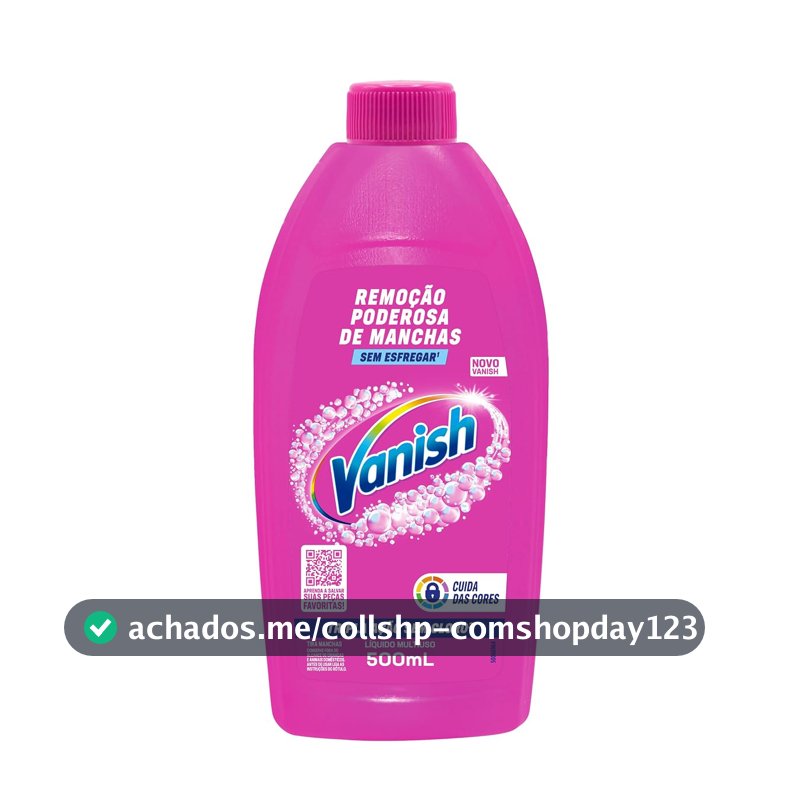 Tira Manchas Líquido Vanish Oxi Action Pink 500ml para Roupas Coloridas. Sem Cloro, Remove Manchas sem Danificar o Tecido, Preserva as Cores e Deixa as Roupas com Aparência de Novas.