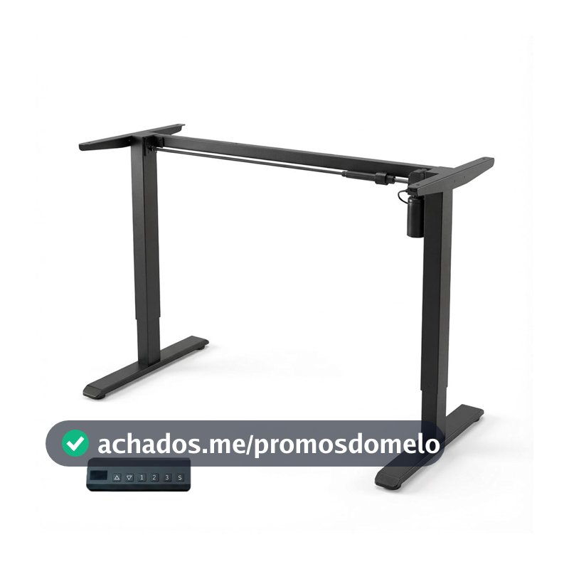 Estrutura de Mesa Elétrica Ajustável para Trabalho em Pé e Sentado – 3 Configurações de Memória, Altura de 72cm a 120cm, Base Ergonômica e Design Silencioso para 110v e 220v (preto)