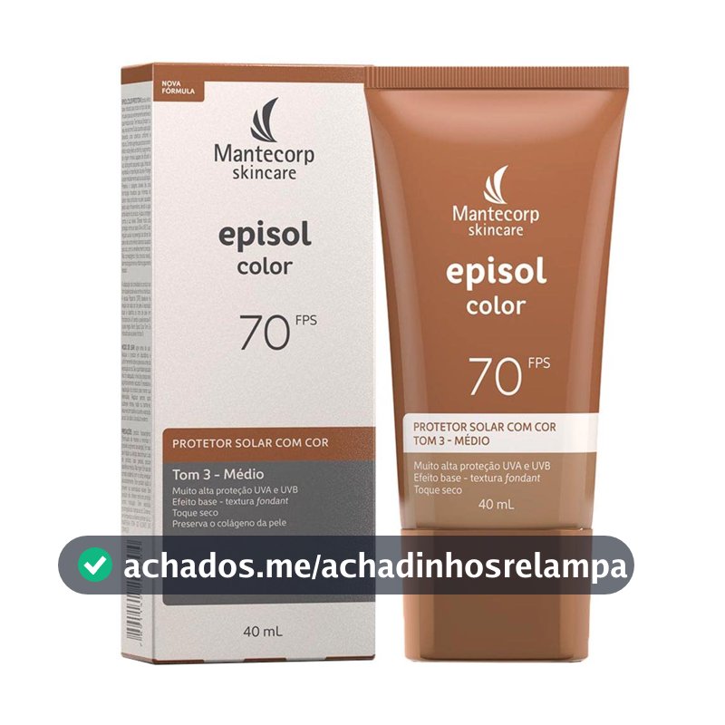 Protetor Solar Episol Color Fps 70 - Base Líquida 40ml - Cobertura Alta e Efeito Matte - Mantecorp