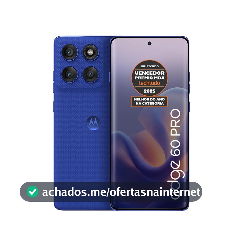 Smartphone Motorola Edge 60 PRO 5G - 256GB 12GB RAM+12GB Ram Boost Tela Quad-Curve moto AI 50MP Sony Camera ultrarresistencia militar IP68 + IP69 - Azul Marinho