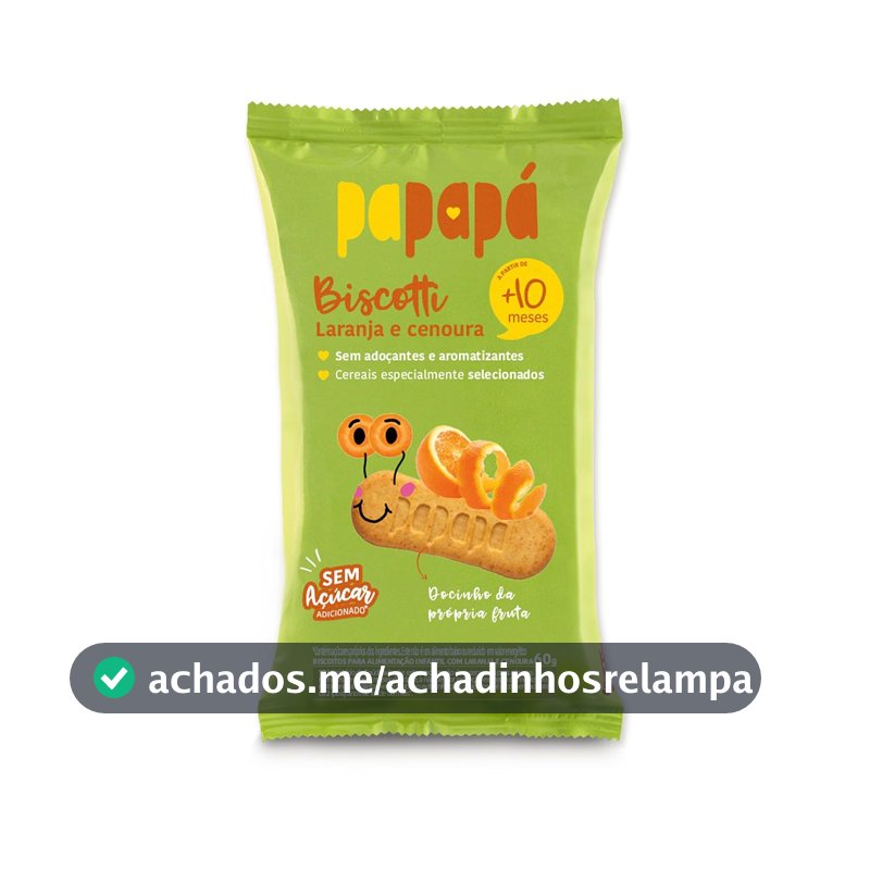 Papapá, Biscoito infantil, Biscotti, Sabor Laranja & Cenoura, 60g, Verde