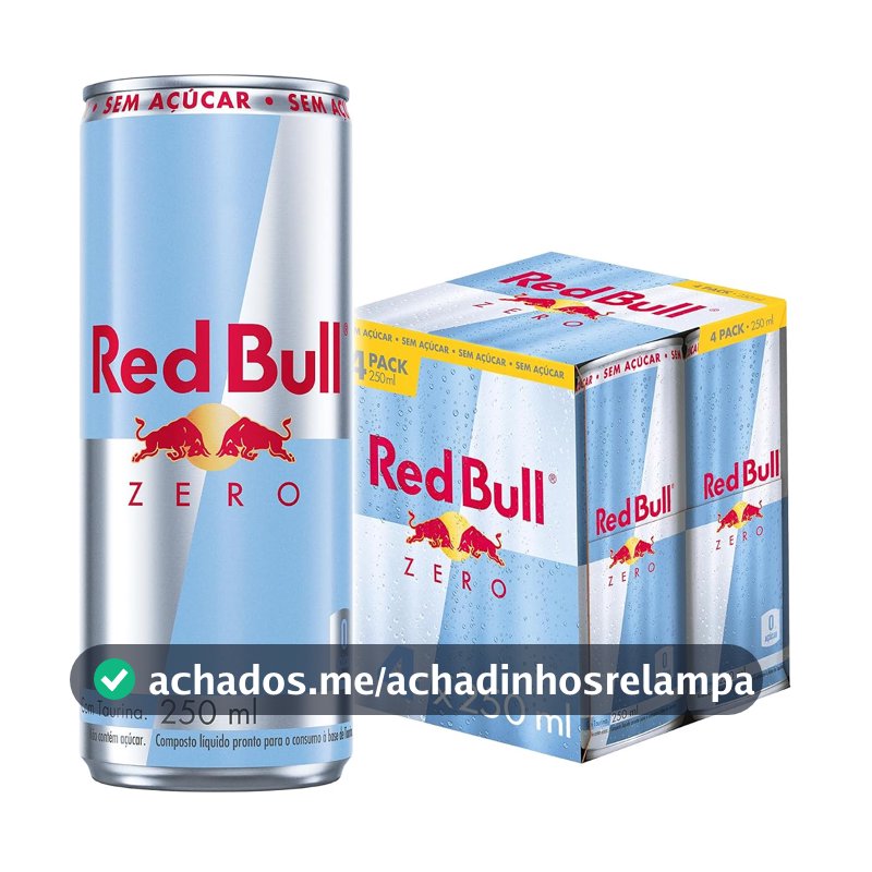 Red Bull Energético, Zero, Sem Açúcar, 250ml, 4 latas