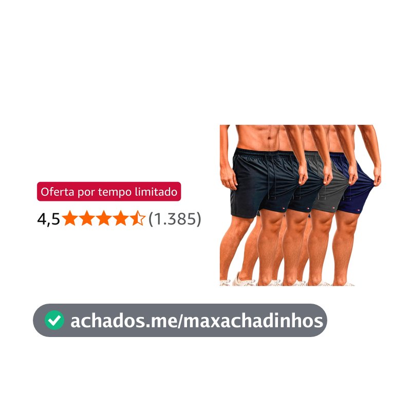 Kit 4 Bermuda Shorts Tactel Sandrini Elastano Academia Praia
