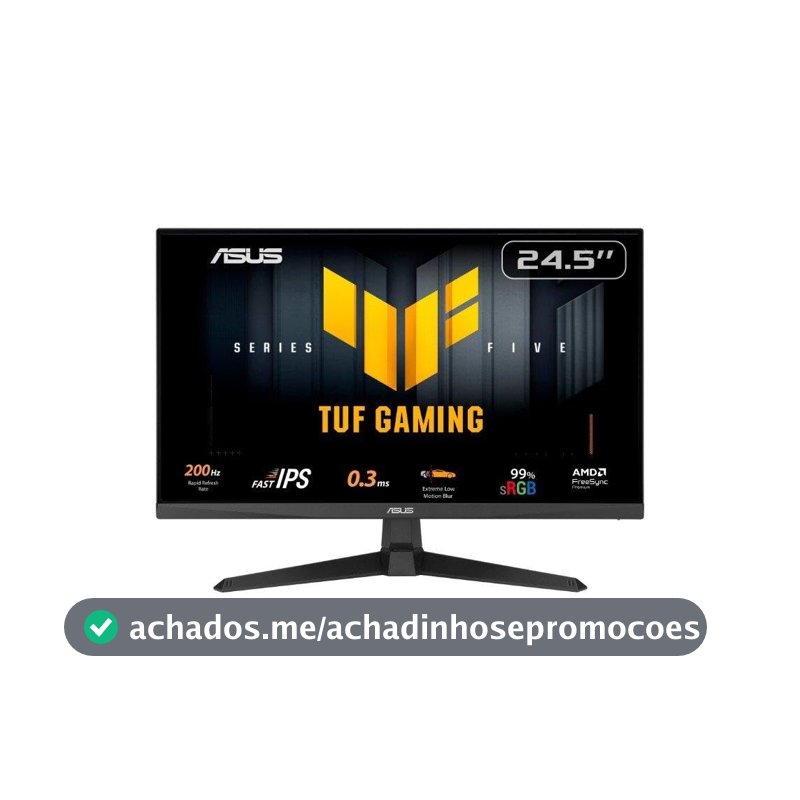 Monitor Gamer ASUS TUF 25", Full HD, 200Hz, 0.3ms, IPS, FreeSync Premium, Som Integrado, Preto - VG259Q5A