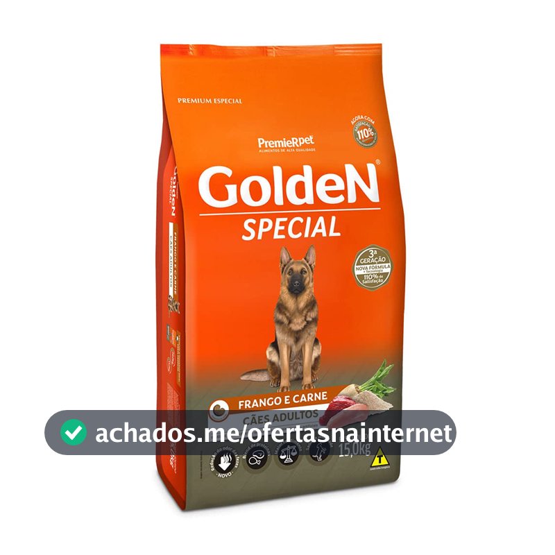 Premier Pet Golden Special - Ração para Cães Adultos, Sabor Frango e Carne, 15kg