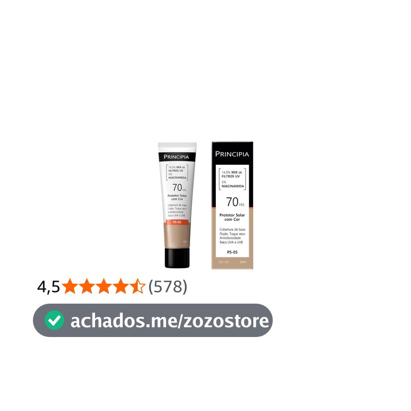 Protetor Solar Facial com cor 14,5% Mix de Filtros UV + 5% Niacinamida FPS 70 PS-05 Cor 3.0 com 30ml