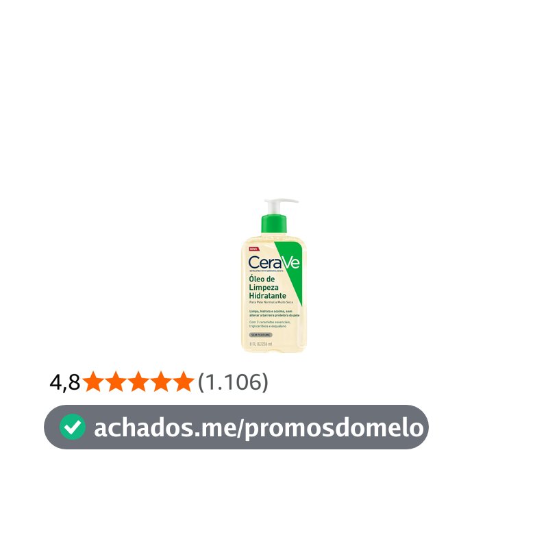 CeraVe Óleo de Limpeza Hidratante para Banho, Sem Fragrância, 236ml
