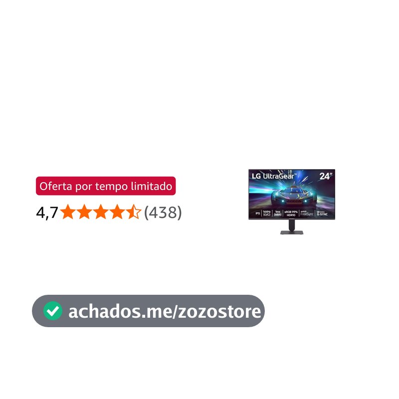 LG UltraGear Monitor Gamer 24" IPS 144Hz (O/C) 1ms (MBR) Full HD (1920x1080) HDR10 NVIDIA G-SYNC AMD FreeSync, Preto - 24G411A