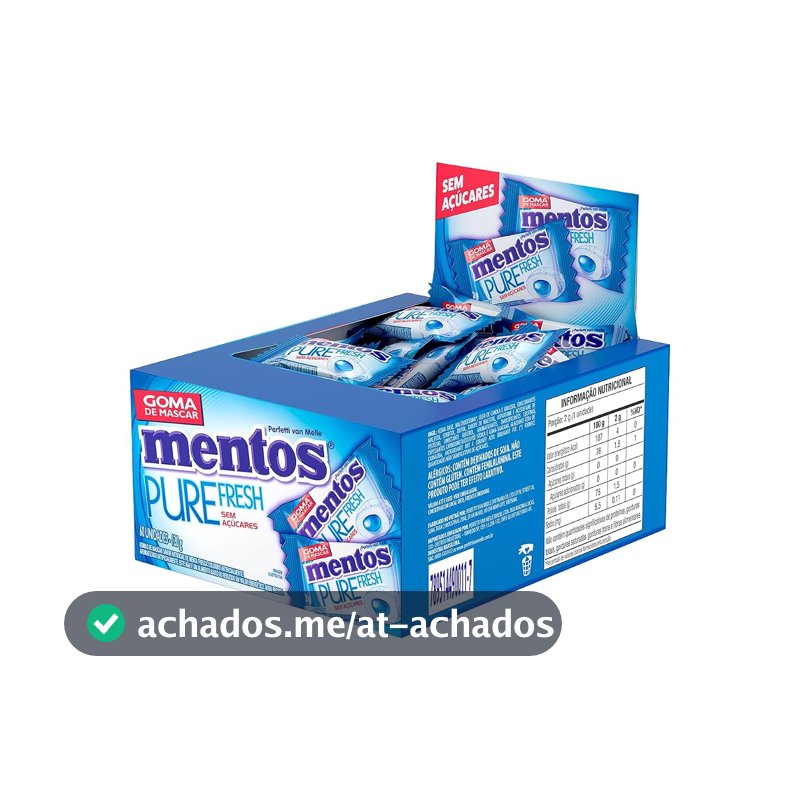 Mentos Pure Fresh Mint Goma de Mascar Sem Açúcar Sabor Menta - 120g