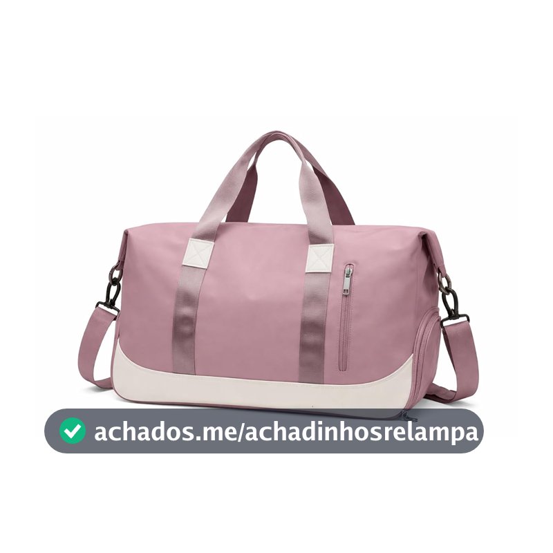 Bolsa De Mão Mala Viagem Academia Feminina Masculina Super Grande, Compartimentos Com Zíper, Espaço Para Tênis Ou Roupas Sujas Alça Removível Modelo Transversal Bordo Poliéster (Rosa Queimado)