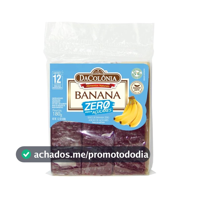Bananinha Zero Açúcar Da Colônia 180g Cartela com 12 unidades de 15g
