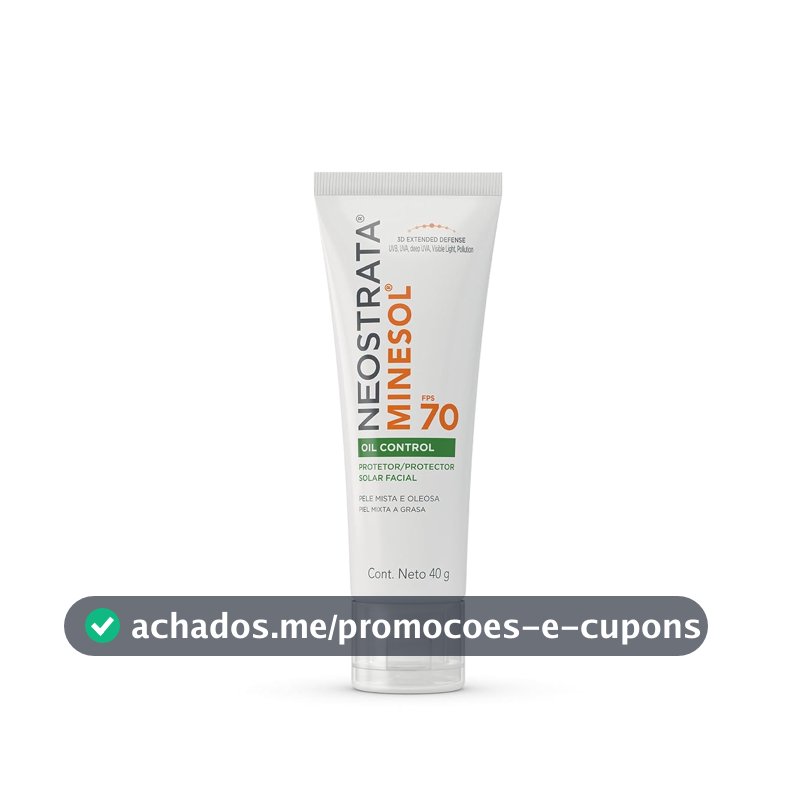 Protetor Solar Facial Minesol Oil Control, Sem Cor, FPS 70, 40g