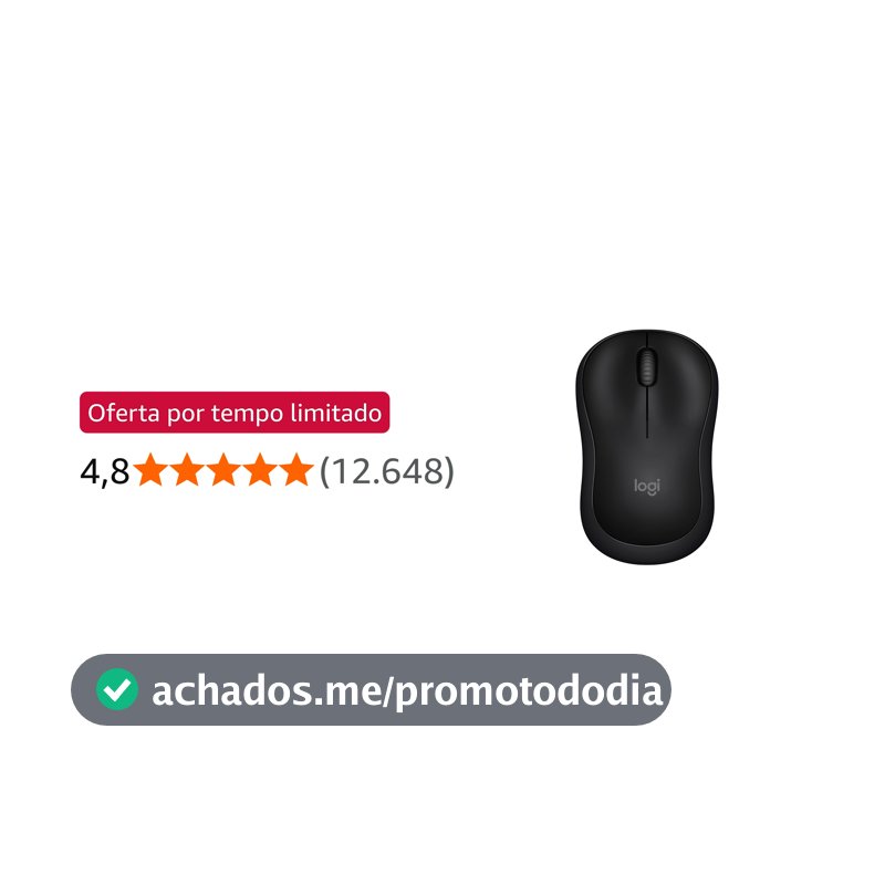 Mouse Sem Fio Logitech M240 com Conexão Bluetooth, Clique Silencioso, Design Ambidestro Compacto, Bateria de 18 Meses, Compatível com Windows, macOS, ChromeOS - Preto
