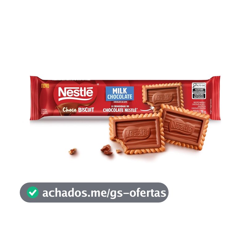 Biscoito com Chocolate Chocobiscuit NESTLÉ Ao Leite 78g