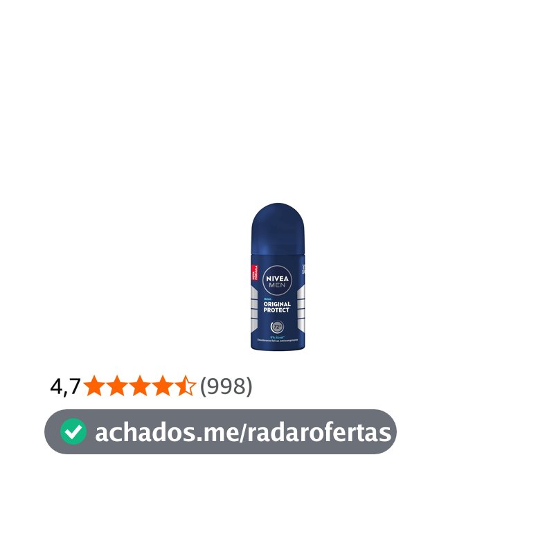 NIVEA MEN Desodorante Antitranspirante Roll-on Original Protect 50ml, Proteção 72h, Frescor Duradouro, Controle do Suor e Odor