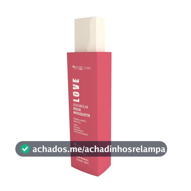 Água Micelar Max Love - Rosa Mosqueta 290ml - Demaquilante Limpeza Facial Skincare - Remove Maquiagem Pesada e À Prova D'Água - Não Oleosa