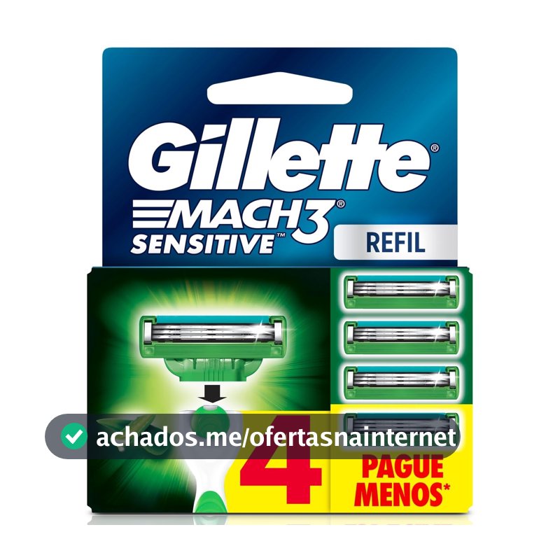 Gillette Mach3 Sensitive Carga Aparelho de Barbear com Aloe 4 Unidades
