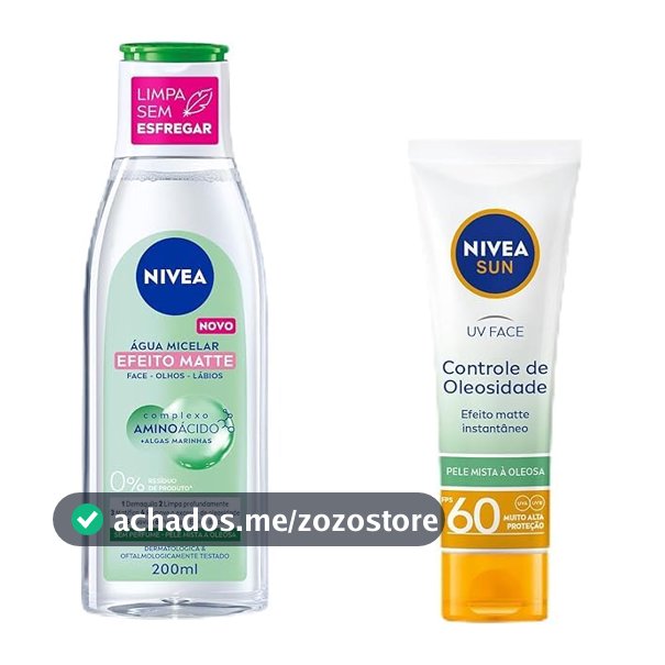 Kit Água Micelar, Protetor Solar Facial NIVEA, FPS 60, 200ml+50ml
