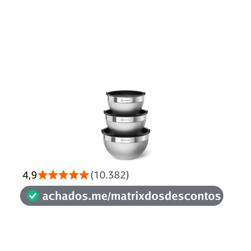 Conjunto de Bowls Tigelas de Inox com Tampa Plástica Electrolux