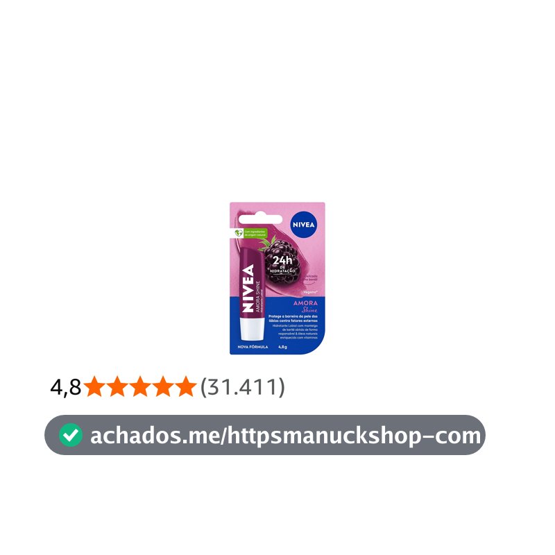 NIVEA Hidratante Labial Amora Shine 4,8g, Hidratação Intensa 24h, Cor Suave, Brilho Delicado, Cuidado Diário, Manteiga de Karité