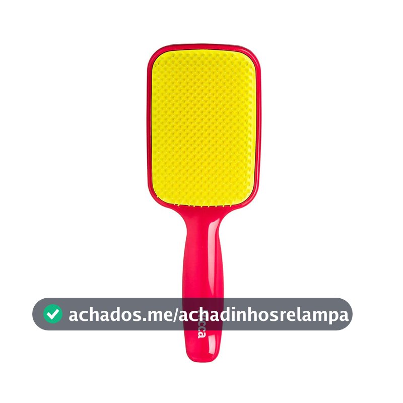 Ricca Escova Raquete Flex Pink, Desembaraça sem quebrar, para todos os tipos de cabelo, 1 unidade
