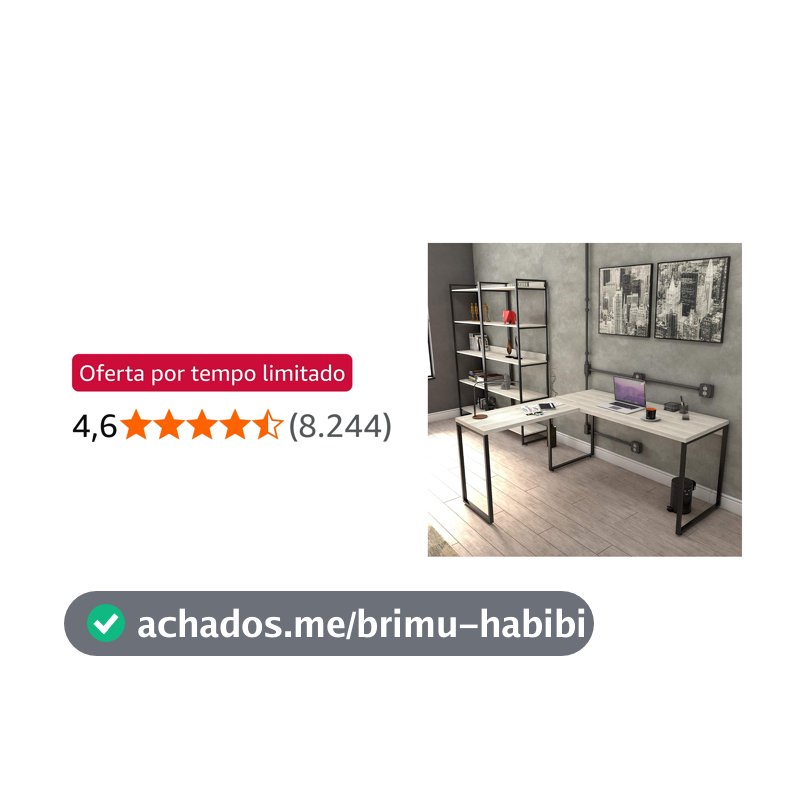 Escrivaninha Industrial em L 2 Peças Trevalla Kuadra ML150 Snow