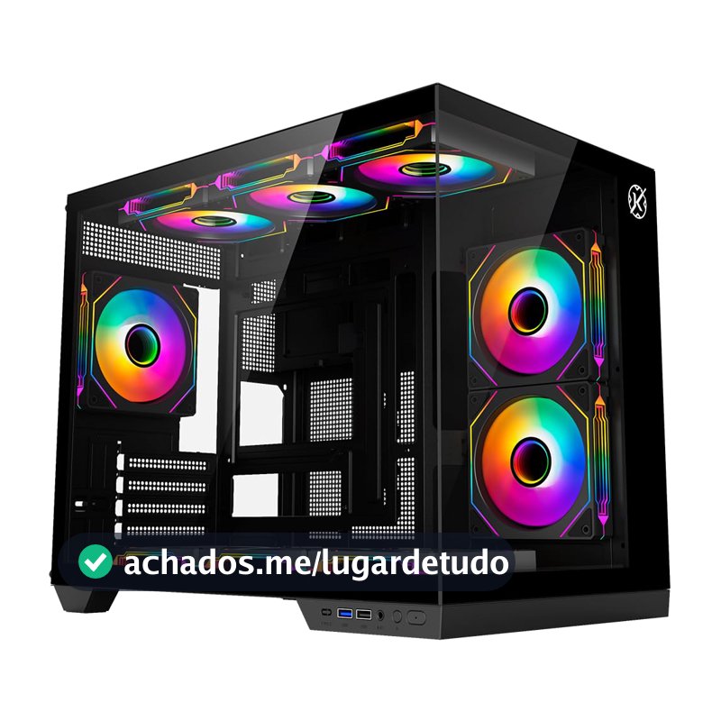 Gabinete Kalkan Saga Preto Aquário Compacto Micro ATX USB 3.0 Sem Fans KLK00043