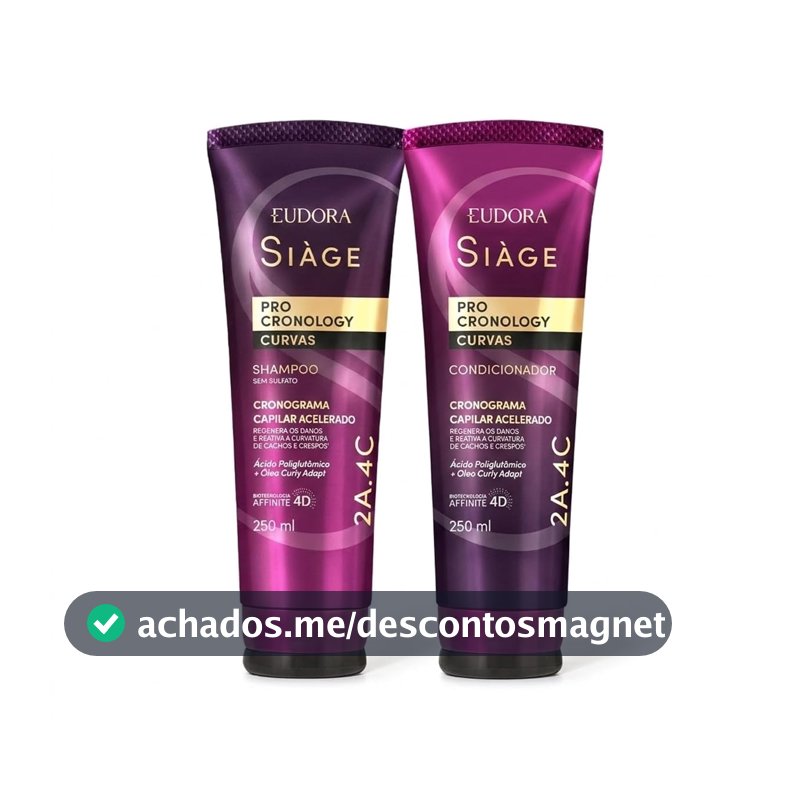 Combo Siàge Pro Cronology Curvas: Shampoo 250ml + Condicionador 250ml