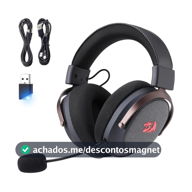 Headset Gamer Redragon Arrow Preto 7.1 Surround Virtual USB Tipo-C Microfone Removível Drivers 53mm H858