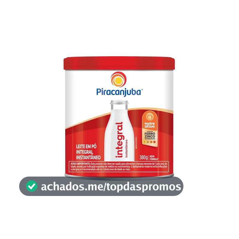 Leite em Pó Integral Instantâneo Piracanjuba Lata 380g