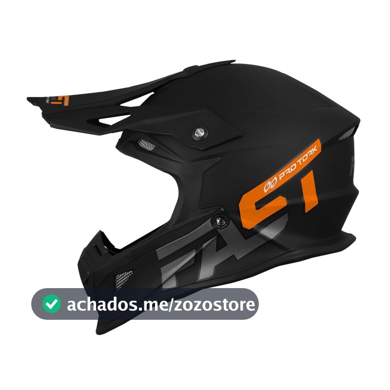CAPACETE OFF ROAD PRO TORK FAST 788 SOLID PRETO - LARANJA TAM. 58