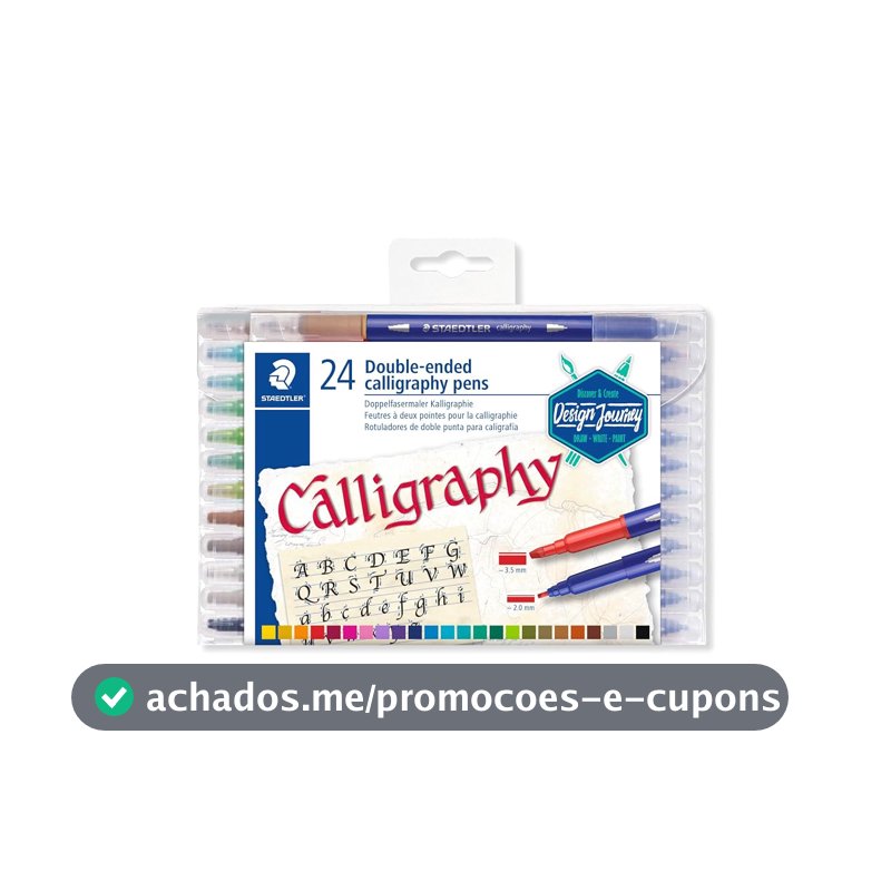 STAEDTLER Caneta Calligraphy, Ponta Dupla Chanfrada, 24 cores, 3005 TB24, Multicolorido