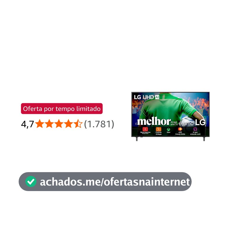 Smart TV 4K 55" LG UHD 55UA85 Processador α7 AI Ger8 4K Super Upscaling Google Cast Alexa Integrado Controle AI Smart Magic WebOS 25