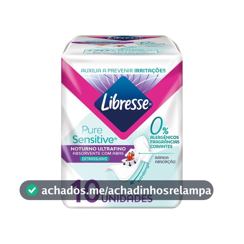 Libresse Pure Sensitive Absorvente com abas Noturno Ultrafino 10 uni