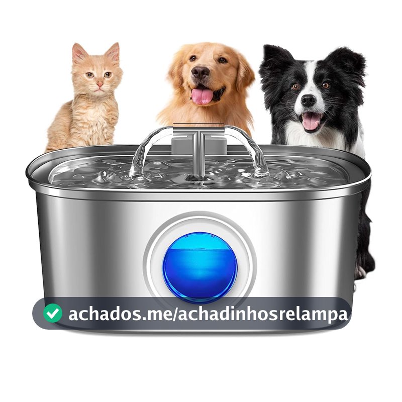 NEWPET Bebedouro Fonte Água 3.2L Filtro Silenciosa Inox Para Gatos Cães Filtragem Automática, Projeto de Fluxo Duplo de água