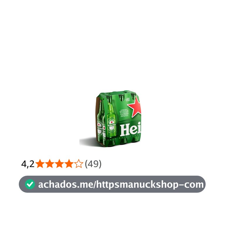 Cerveja Heineken Long Neck, Pack 6 unidades, 330Ml