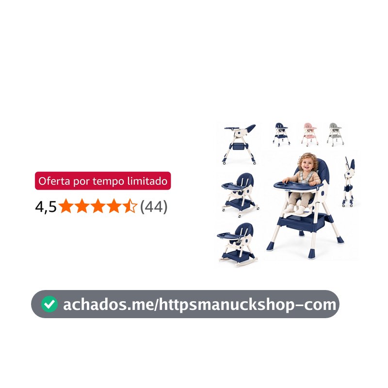 Cadeira de Alimentação Bebê Portátil 6 em 1, Dobra com um Toque. (Azul)
