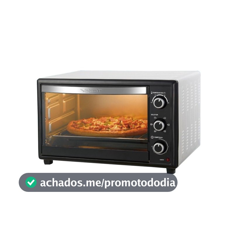 BEST Forno Elétrico 50L, Preto/Branco, 1800W 220V Timer 60 Minutos, Temperatura 100-250°C, Interior em Aço Zincado