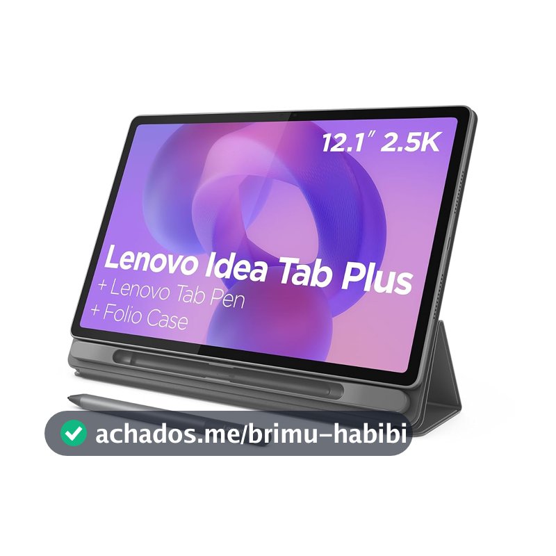 Tablet Lenovo Idea Tab Plus 12.1" 2.5K 90Hz - Octa-Core, 8GB RAM, 128GB, Wi-Fi 5, Android 15, Caneta e Case