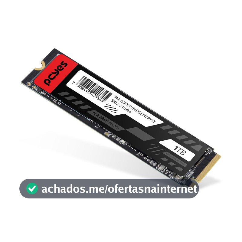 SSD PCYES 1TB M.2 2280 NVME - LEITURA 2289MB GRAVAÇÃO 1650MB/S - SSDNVMEGEN3PY1T – PCYES