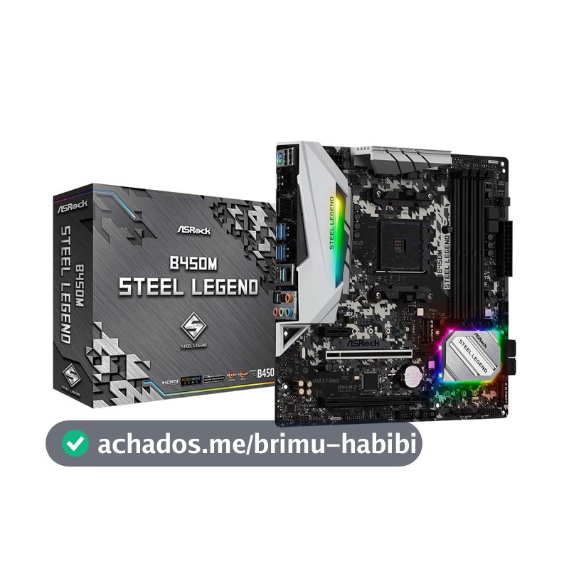 Placa Mãe AM4/USB 3.1/Type-C/Displayport, HDMI, ASRock, B450M Steel Legend