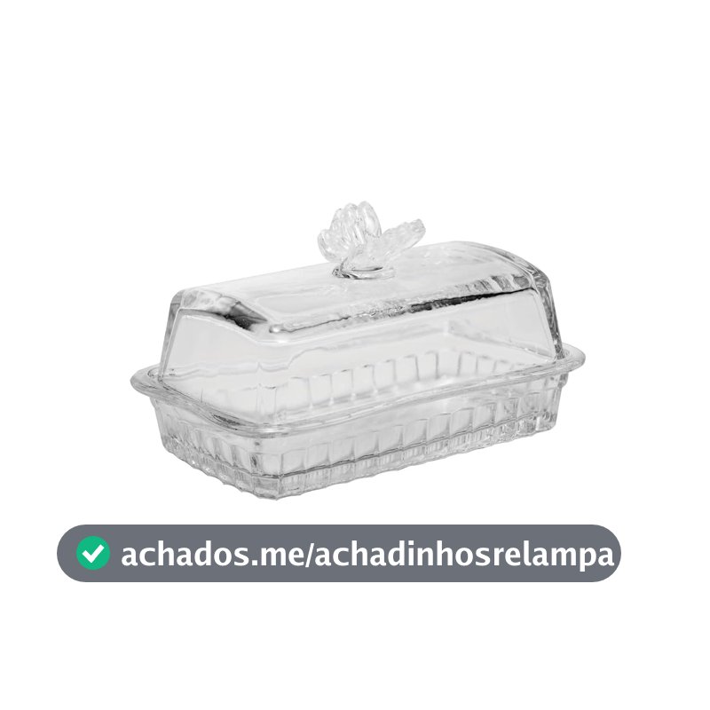 WOLFF - Manteigueira de Vidro com Tampa Butterfly 17cm x 10,5cm x 10cm