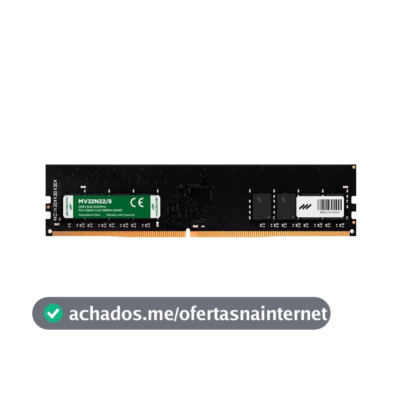 Memória RAM Macrovip DDR4 8GB 3200 MT/s CL22 Preto MV32N22/8