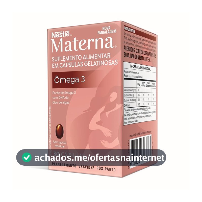 Suplemento alimentar em cápsulas Materna Ômega-3 30 unidades