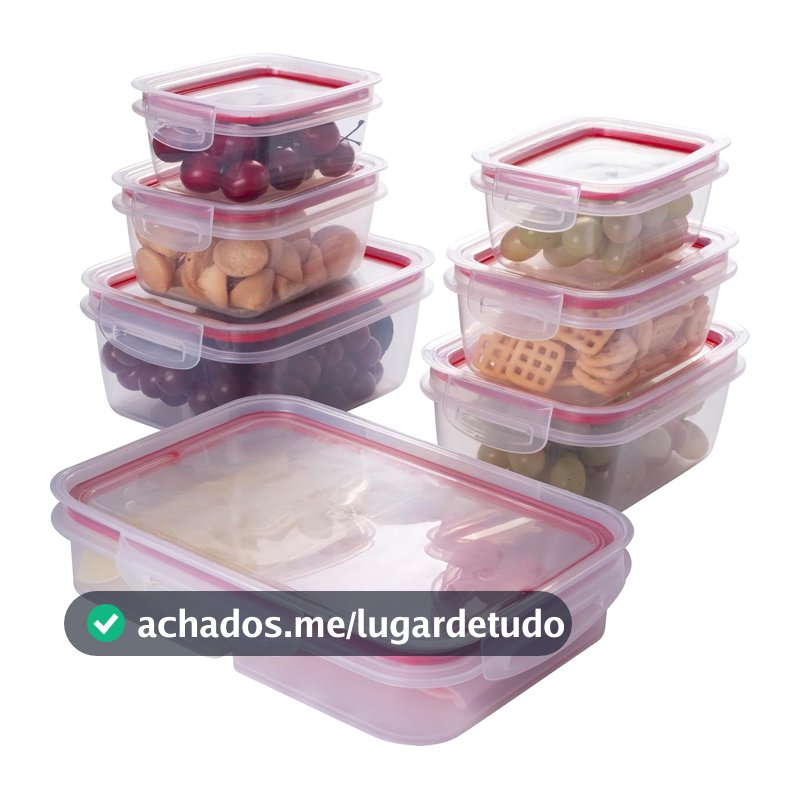 Plasútil Kit 7 Potes Herméticos de Plástico Trava Mais