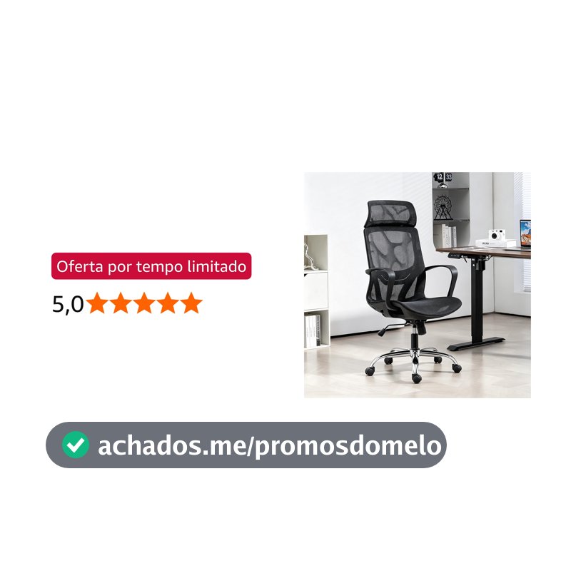 Cadeira de Escritório Ergonômica em Malha, Assento em Formato U, Altura Ajustável – Ideal para Escritório e Home Office (Preto)