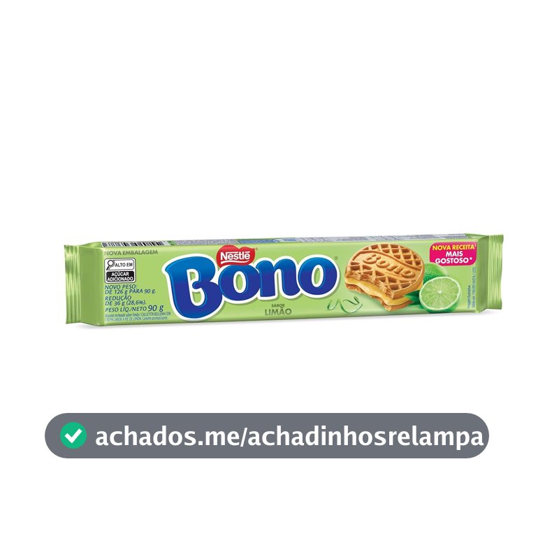 Biscoito Recheado Sabor Limão Bono 90g